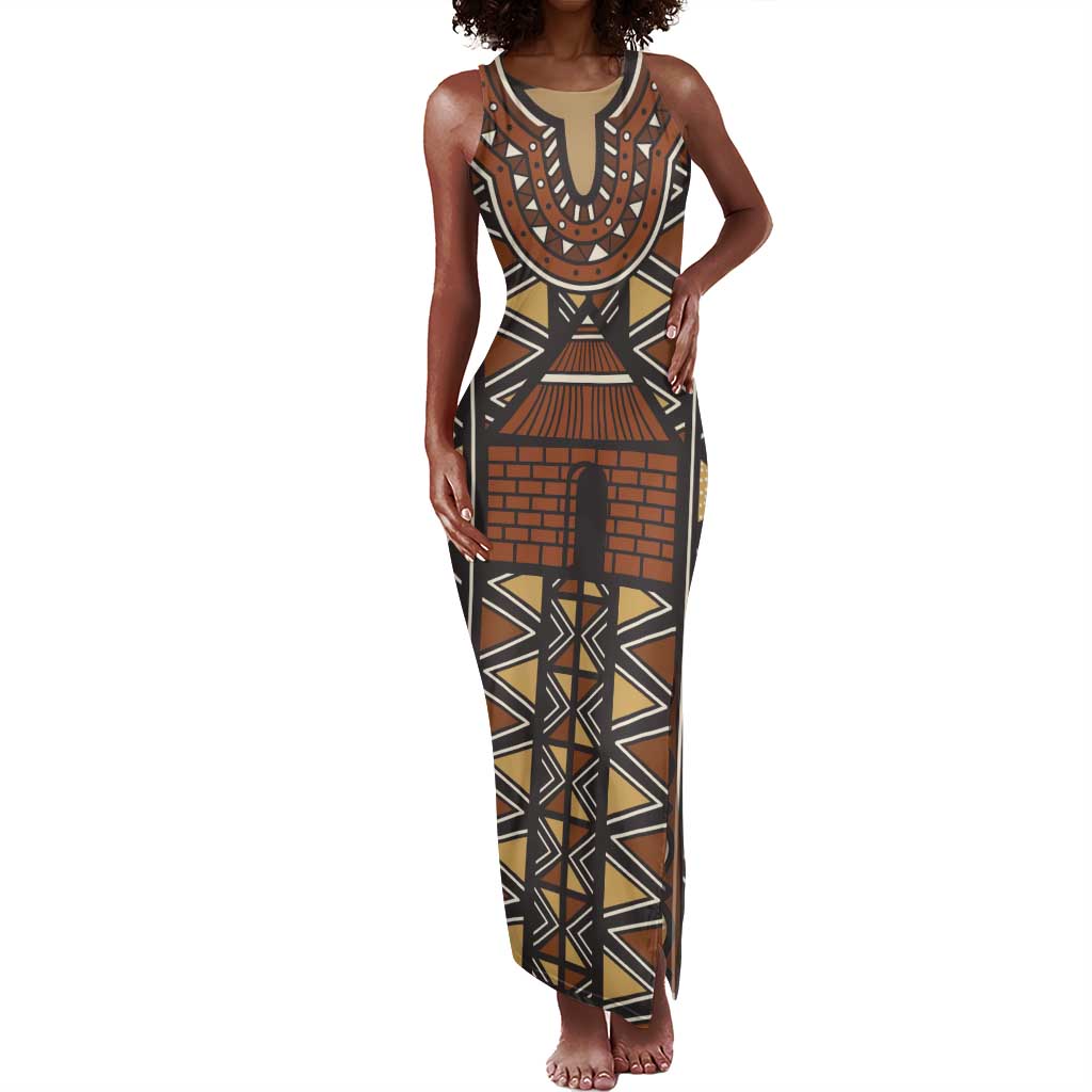 Mali Mud Cloth Village Legacy Tank Maxi Dress African Tribal Pattern - African Pride