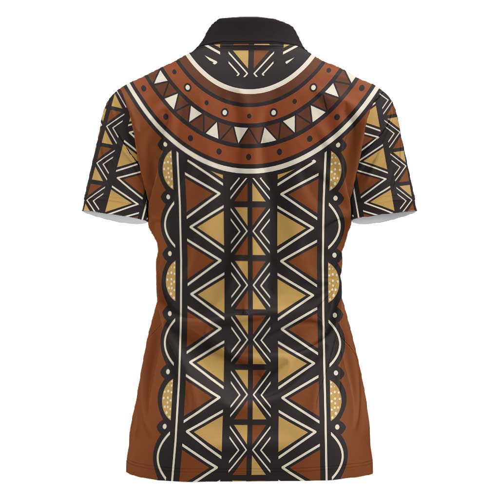 Mali Mud Cloth Village Legacy Women Polo Shirt African Tribal Pattern - African Pride