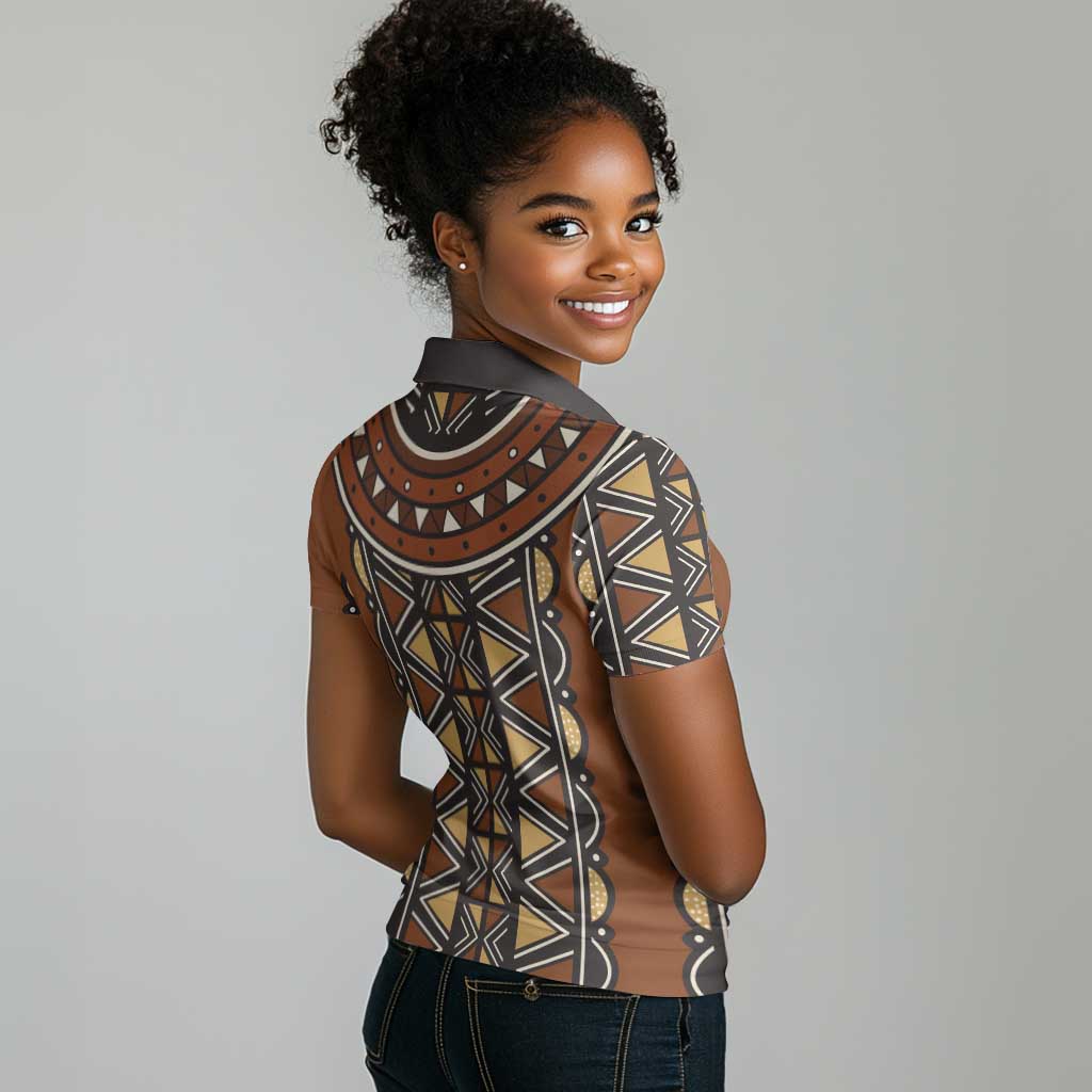 Mali Mud Cloth Village Legacy Women Polo Shirt African Tribal Pattern - African Pride