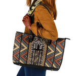 Mali Mud Cloth Leopards Legacy Leather Tote Bag African Tribal Pattern - African Pride