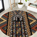 Mali Mud Cloth Leopards Legacy Round Carpet African Tribal Pattern - African Pride