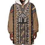 Mali Mud Cloth Leopards Legacy Wearable Blanket Hoodie African Tribal Pattern - African Pride