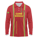 Custom Guinea Bissau Football Long Sleeve Polo Shirt Go Djurtus - African Pattern