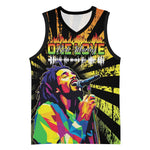 Afro-American Reggae Legend Bob Basketball Jersey One Love - Grunge Style - African Pride