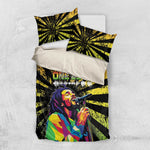 Afro-American Reggae Legend Bob Bedding Set One Love - Grunge Style