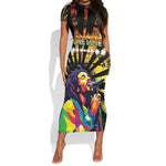 Afro-American Reggae Legend Bob Short Sleeve Bodycon Dress One Love - Grunge Style LT15