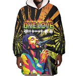 Afro-American Reggae Legend Bob Wearable Blanket Hoodie One Love - Grunge Style