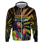 Afro-American Reggae Legend Bob Zip Hoodie One Love - Grunge Style