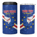 Custom Cabo Verde Football 4 in 1 Can Cooler Tumbler Go Tubaroes Azuis