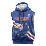 Custom Cabo Verde Football Sleeveless Hoodie Go Tubaroes Azuis - African Pride