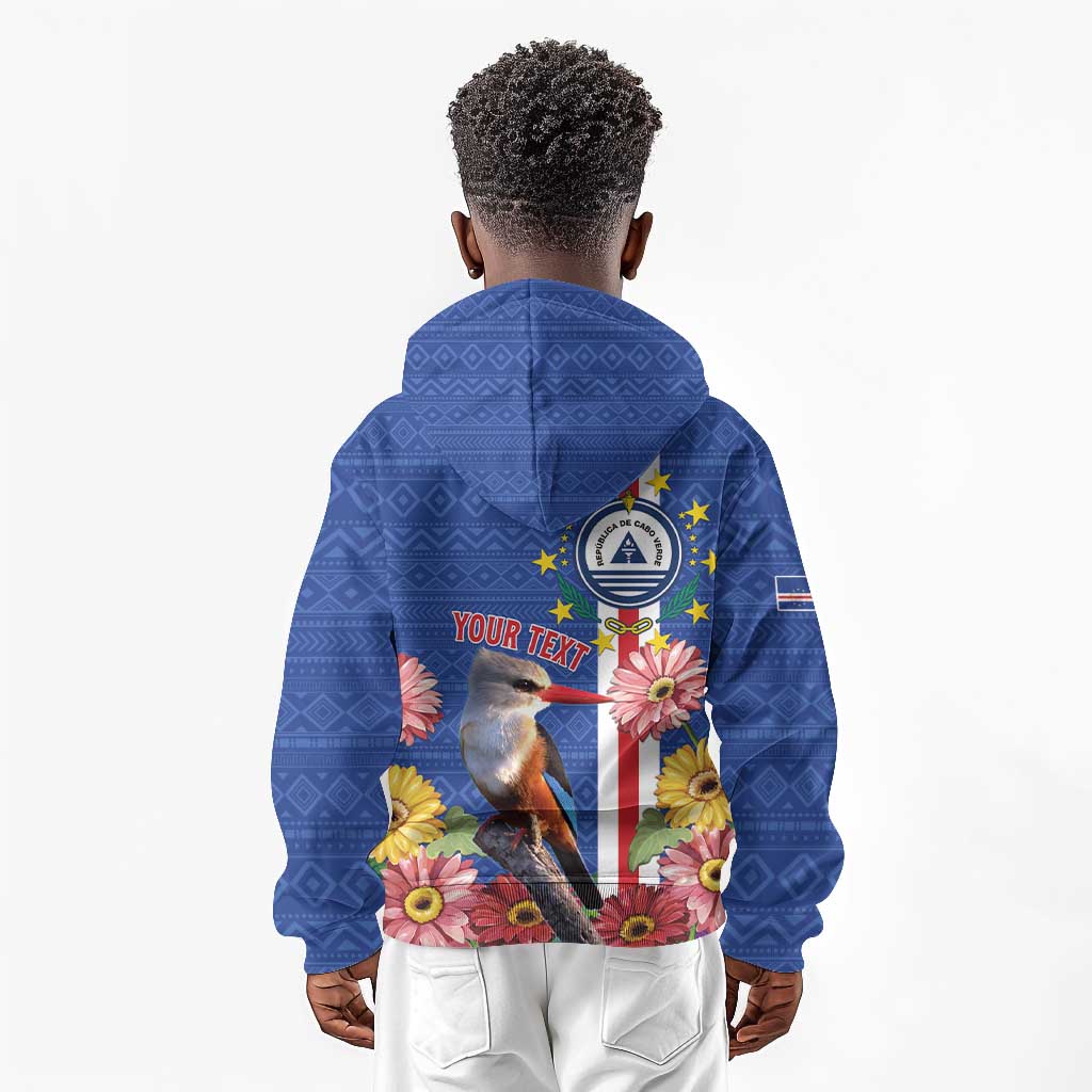 Personalised Cabo Verde Kid Hoodie Grey-Headed Kingfisher Mix Gerbera Daisy