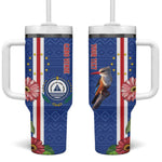 Personalised Cabo Verde Tumbler With Handle Grey-Headed Kingfisher Mix Gerbera Daisy