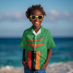 Personalised Afro Zambia Kid Hawaiian Shirt Flag Style Mix Kente Pattern