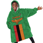 Personalised Afro Zambia Kid Wearable Blanket Hoodie Flag Style Mix Kente Pattern