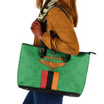 Personalised Afro Zambia Leather Tote Bag Flag Style Mix Kente Pattern