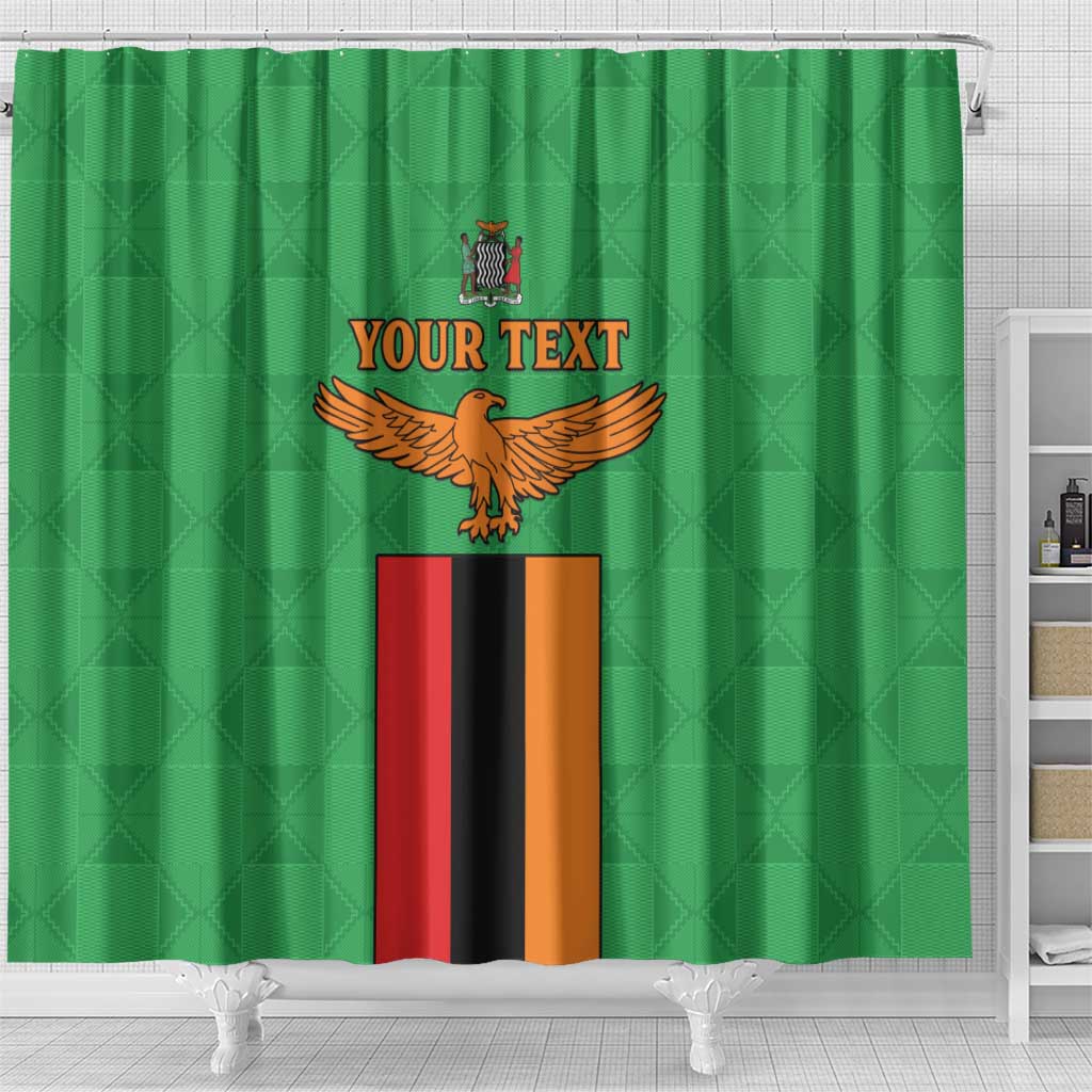 Personalised Afro Zambia Shower Curtain Flag Style Mix Kente Pattern