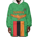 Personalised Afro Zambia Wearable Blanket Hoodie Flag Style Mix Kente Pattern