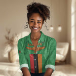 Personalised Afro Zambia Women Casual Shirt Flag Style Mix Kente Pattern
