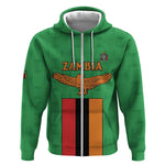 Personalised Afro Zambia Zip Hoodie Flag Style Mix Kente Pattern