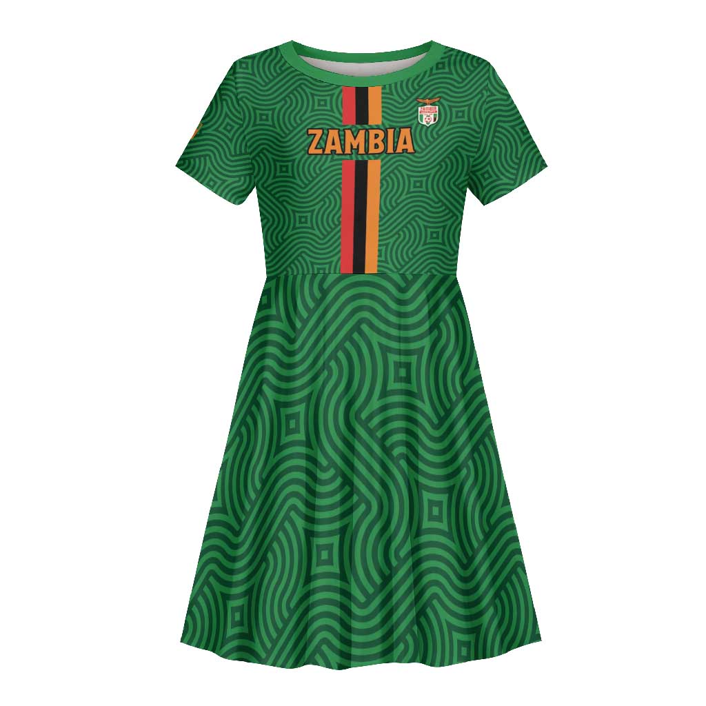 Custom Zambia Football Kid Short Sleeve Dress Go Chipolopolo