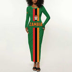 Custom Zambia Football Long Sleeve Bodycon Dress Go Chipolopolo LT15