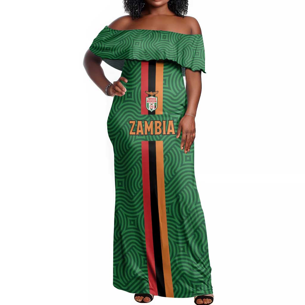 Custom Zambia Football Off Shoulder Maxi Dress Go Chipolopolo