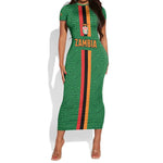 Custom Zambia Football Short Sleeve Bodycon Dress Go Chipolopolo LT15