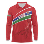 Custom Gambia Football Long Sleeve Polo Shirt Scorpions Never Die