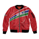 Custom Gambia Football Sleeve Zip Bomber Jacket Scorpions Never Die