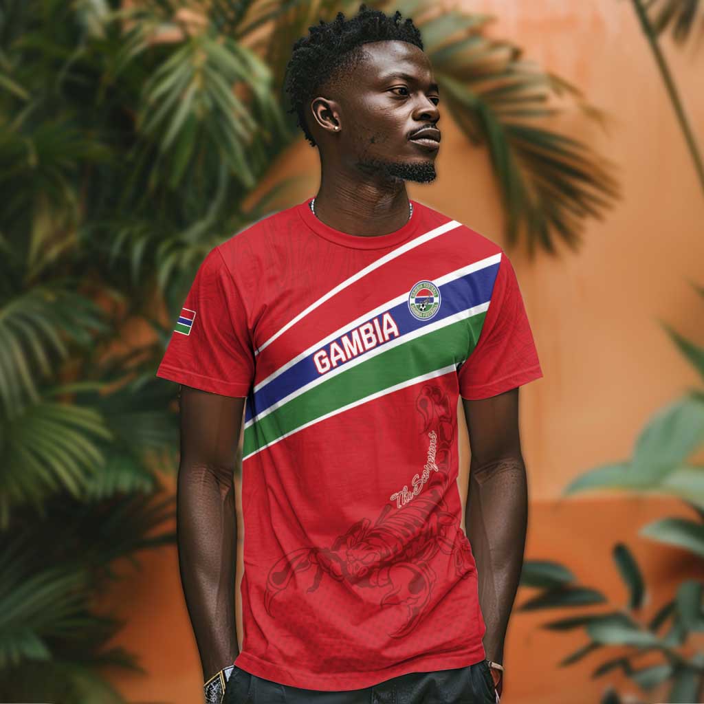 Custom Gambia Football T shirt Scorpions Never Die