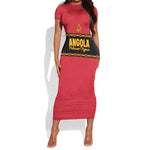 Custom Angola Football Short Sleeve Bodycon Dress Viva Palancas Negras LT15
