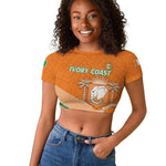 Ivory Coast Rugby Custom Raglan Cropped T shirt Allez Les Elephants