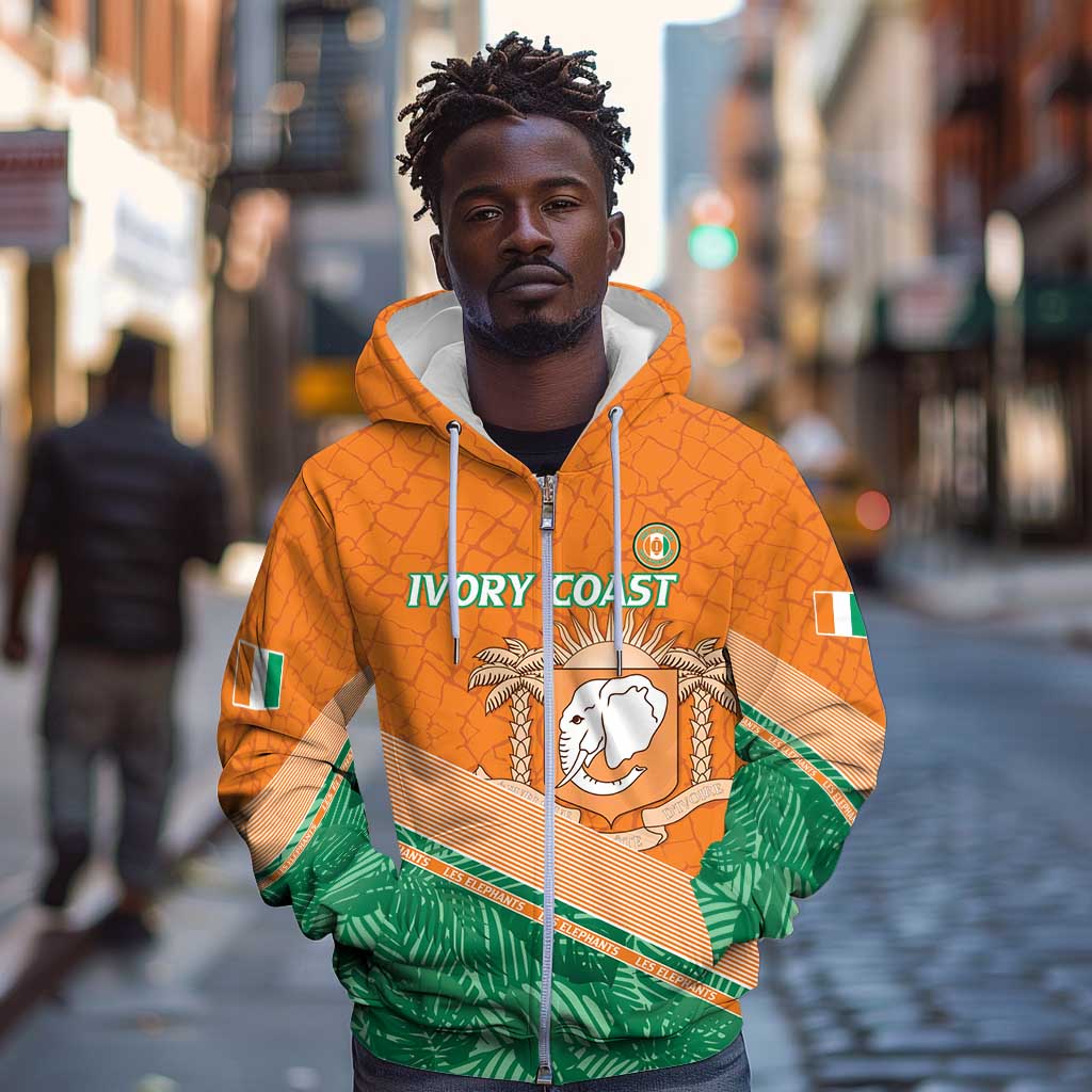 Ivory Coast Rugby Custom Zip Hoodie Allez Les Elephants