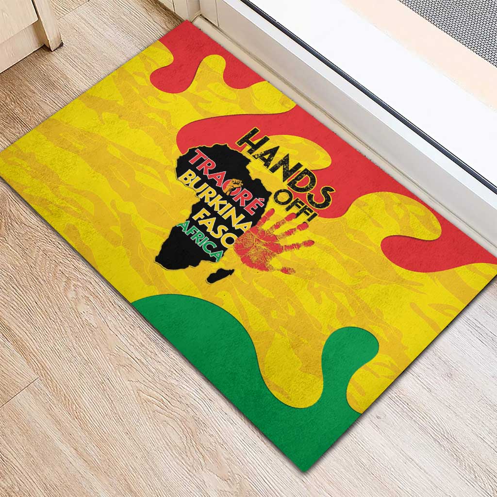 Hands Off Traore Burkina Faso Africa Rubber Doormat Military Pattern