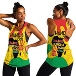 Hands Off Traore Burkina Faso Africa Women Racerback Tank Military Pattern