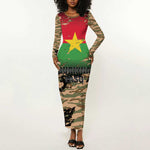 Bravo Caption Traore! Viva Burkina Faso Nation! Long Sleeve Bodycon Dress LT15