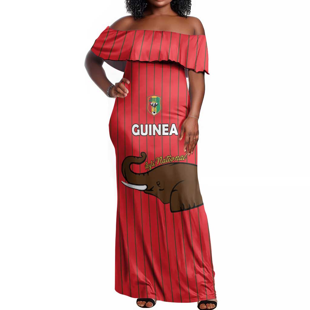 Guinea Football Custom Off Shoulder Maxi Dress Allez Syli National - African Pride