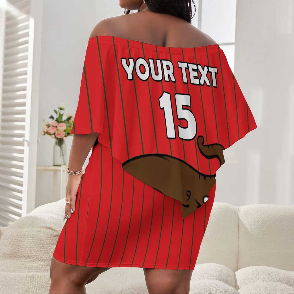 Guinea Football Custom Off Shoulder Short Dress Allez Syli National - African Pride