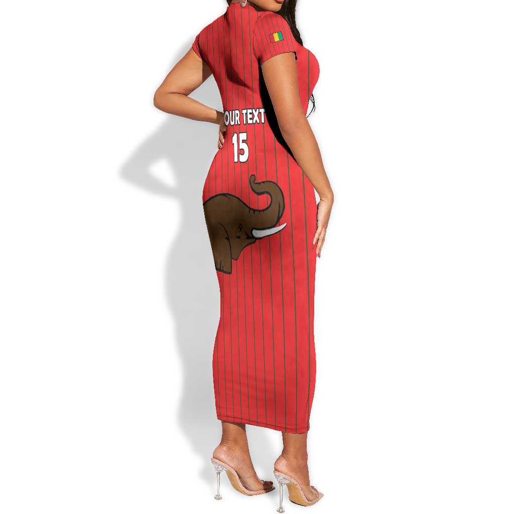 Guinea Football Custom Short Sleeve Bodycon Dress Allez Syli National - African Pride