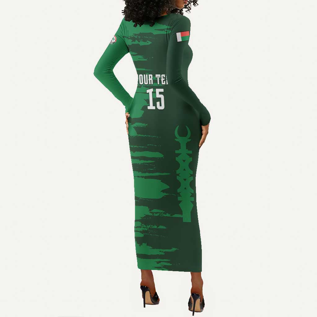 Madagascar Football Custom Long Sleeve Bodycon Dress Go Champions - African Pride