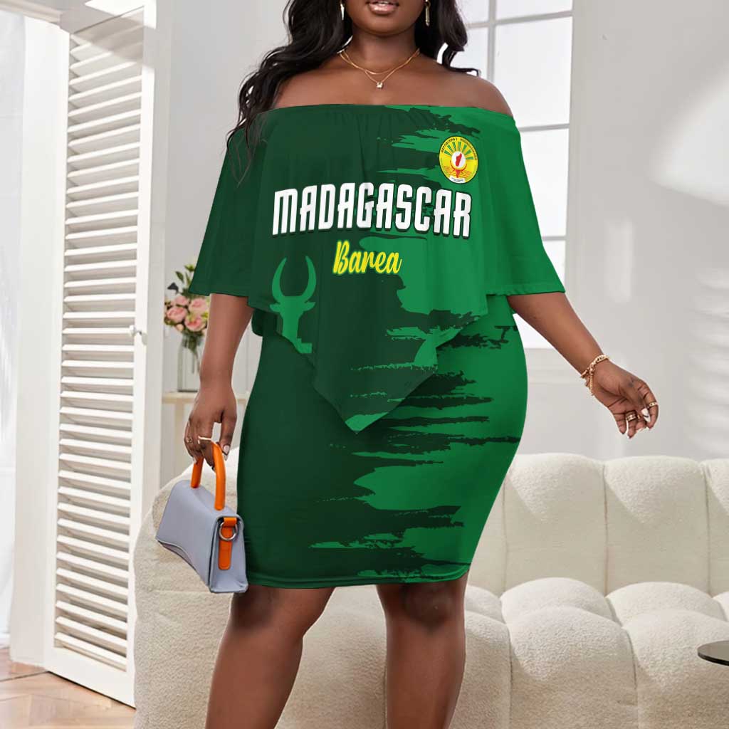 Madagascar Football Custom Off Shoulder Short Dress Go Champions - African Pride