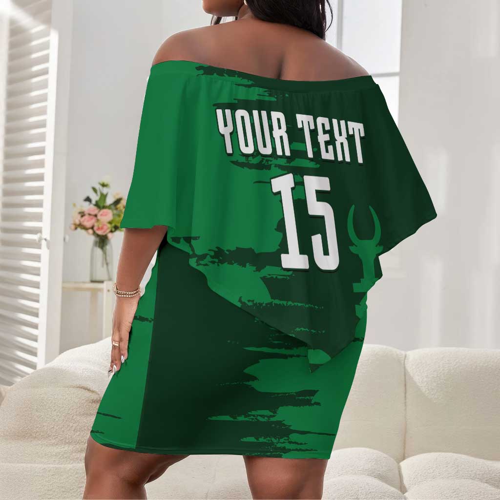 Madagascar Football Custom Off Shoulder Short Dress Go Champions - African Pride