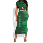 Madagascar Football Custom Short Sleeve Bodycon Dress Go Champions - African Pride