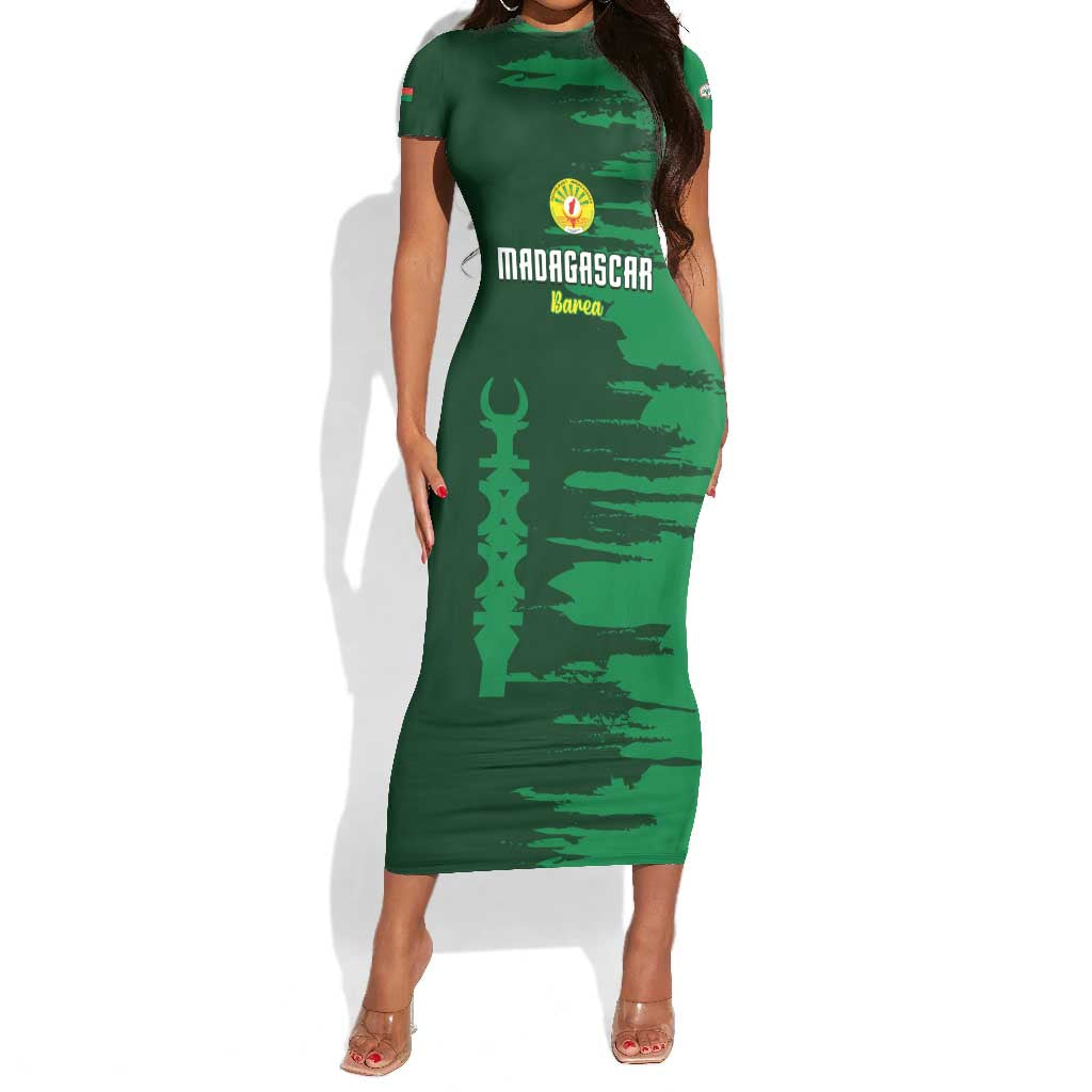 Madagascar Football Custom Short Sleeve Bodycon Dress Go Champions - African Pride