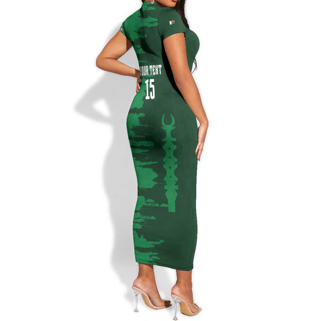 Madagascar Football Custom Short Sleeve Bodycon Dress Go Champions - African Pride