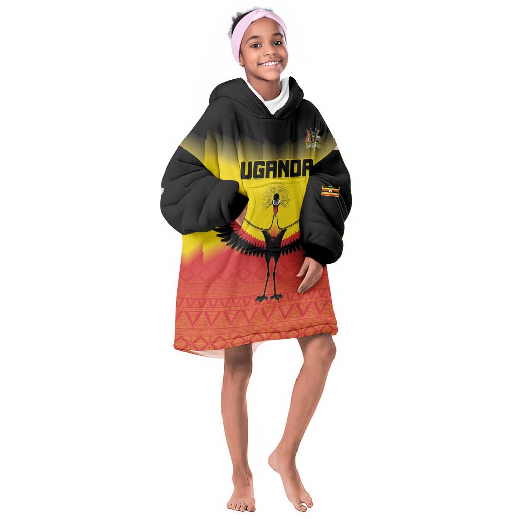 Uganda Football Custom Kid Wearable Blanket Hoodie Go Champions - African Pride