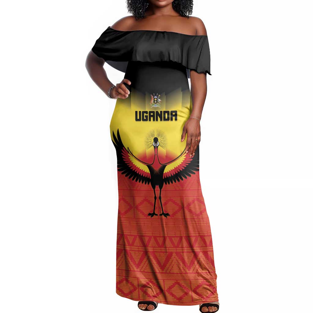Uganda Football Custom Off Shoulder Maxi Dress Go Champions - African Pride