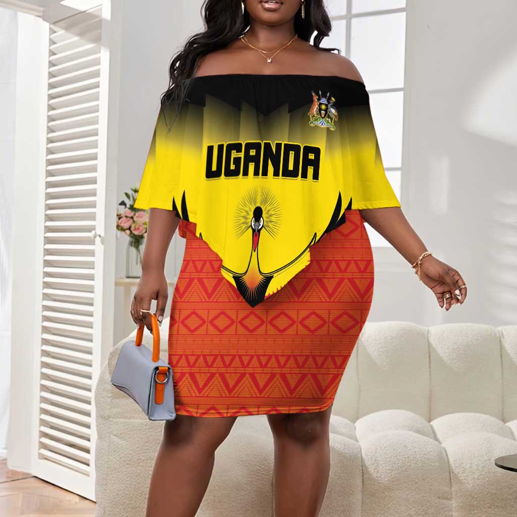 Uganda Football Custom Off Shoulder Short Dress Go Champions - African Pride
