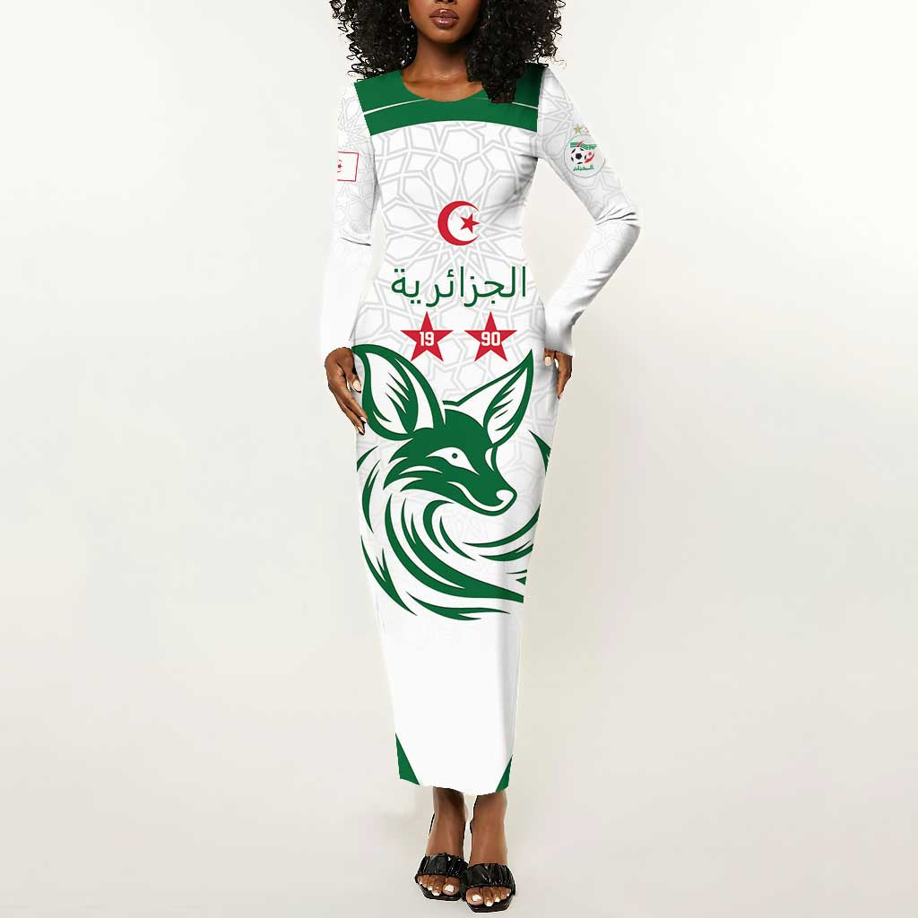 Algeria Football Custom Long Sleeve Bodycon Dress Go Champions - African Pride