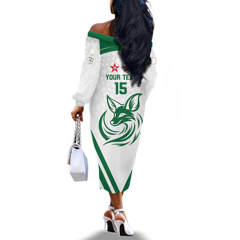 Algeria Football Custom Off The Shoulder Long Sleeve Dress Go Champions - African Pride